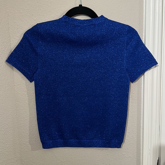 ALICE & OLIVIA SHORT SLEEVE SPARKLY TOP - Picture 5 of 7